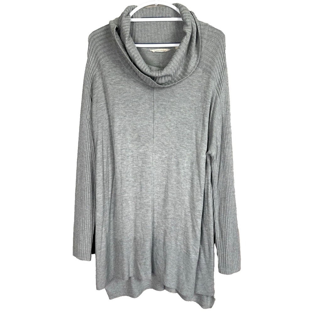 Soft Surroundings Cowl Neck Cashmere Wool Sweater 1X Lagenlook Asymmetric Slouch